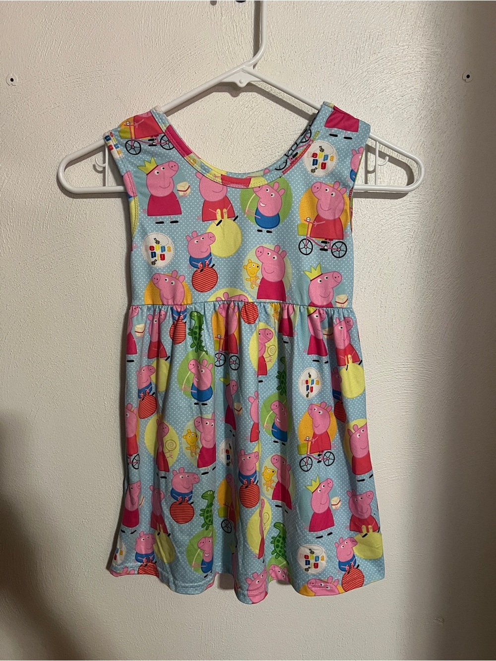PEPPA PIG Classic Cotton Blend Fit and Flare Casual Dress Blue Pink Girl's Sz 4T